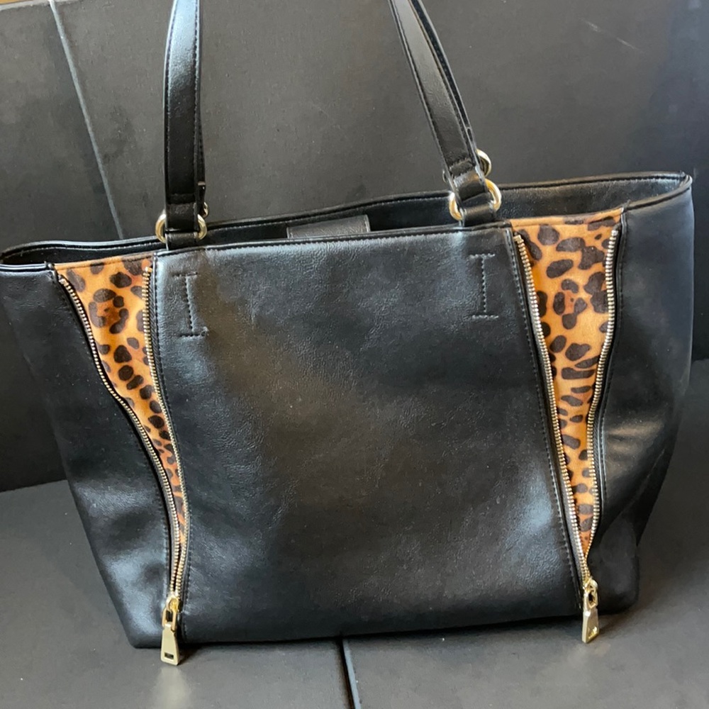 INC leather black handbags